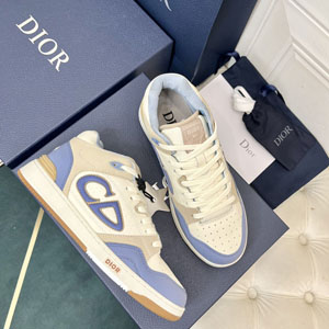 ディオール スーパーコピー DIOR B57 ミッドトップ スニーカー ベージュ/ライトブルー スムースカーフスキン（3SH141ZXT_H554）