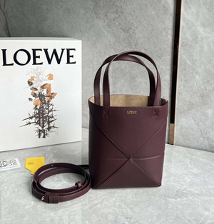 LOEWE ロエベ スーパーコピー パズルフォルドトート ミニ（シャイニーカーフ） ダークバーガンディ A657V25X01