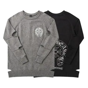 Chrome Hearts Horse Shoe Damage Sweater クロムハーツ ホースシュー ダメージ セーター ブラック グレー 2色（Chrome Hearts 381）?