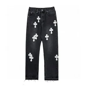 Chrome Hearts Washed Cross Denim Pants クロムハーツ ウォッシュド クロス デニムパンツ ブラック/ホワイト（Chrome Hearts 353）