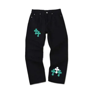 Chrome Hearts Green Cross Denim pants クロムハーツ グリーン クロス デニム パンツ ブラック（Chrome Hearts 444）