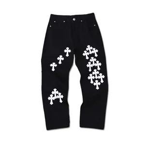 Chrome Hearts Back Yellow Cross Denim pants クロムハーツ バック イエロー クロス デニム パンツ ブラック（Chrome Hearts 443）