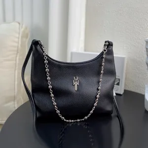 クロムハーツ VIV ブラックレザーショルダーバッグ（Chrome Hearts014）