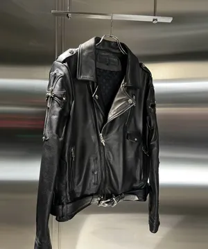 クロムハーツ JJ Dean クロスパターン  ブラック レザージャケット（Chrome Hearts004）