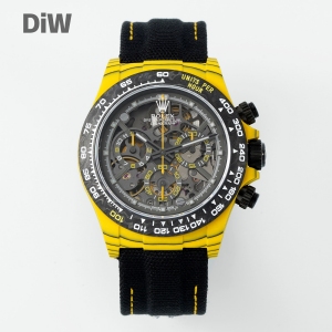 【DiW Bumblebeeモデル】ロレックススーパーコピー デイトナ カスタム 4130 スケルトン フォージド?カーボン（超軽量47g / 夜光コンポジットケース）RA041603