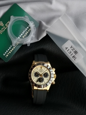 【VS Factory V2】ロレックス コスモグラフ?デイトナ 40mm m126518LN-0012“ゴールドケース?ブラックラバー” Cal.4131搭載モデル 加重版