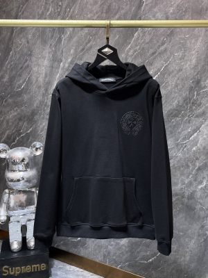 Chrome Hearts (クロムハーツ) 2025AW 新作 秋冬 ホースシュー＆サンスクリット クロス レースワーク刺繍 フーディー