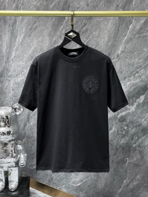 Chrome Hearts (クロムハーツ) 2025SS 菊花ロゴ刺繍 プレミアム ヘビーウェイトTシャツ（ブラック）