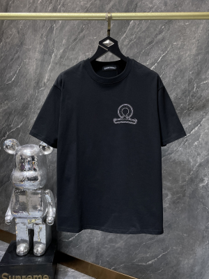 Chrome Hearts (クロムハーツ) 2025SS 新作 春夏 ヘビーウェイト シリコンラバー ラインストーン クロス ホースシュー Tシャツ