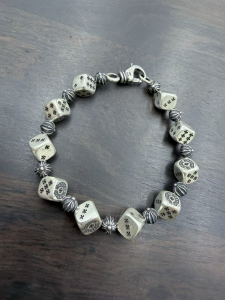クロムハーツ (Chrome Hearts) 二代目 シルバーワイヤー ダイス ブレスレット- 925シルバー / ゴシックスタイル
